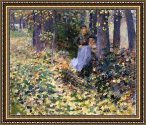 Robinson Framed Paintings - Autumn Sunlight by Theodore Robinson