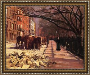 Robinson Framed Paintings - Beacon Street Boston by Theodore Robinson