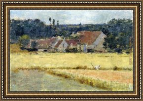 Robinson Framed Paintings - French Farmhouse by Theodore Robinson