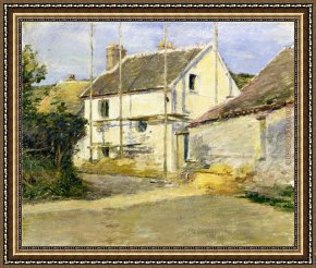 Robinson Framed Paintings - House with Scaffolding by Theodore Robinson
