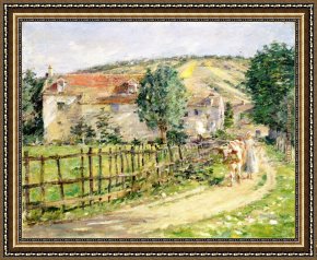 Flatford Mill Framed Paintings - Road by the Mill by Theodore Robinson