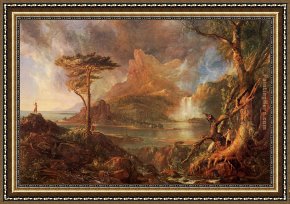 Thomas Cole Framed Paintings - A Wild Scene by Thomas Cole