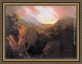 The Clove Catskills Framed Paintings - Mountain Sunrise, Catskill by Thomas Cole