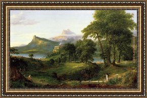 Thomas Cole Framed Paintings - The Course of Empire The Arcadian or Pastoral State by Thomas Cole