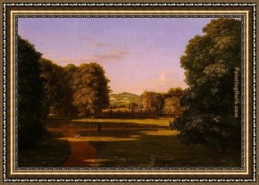 Houses in France Framed Paintings - The Gardens of the Van Rensselaer Manor House by Thomas Cole