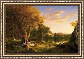 Thomas Cole Framed Paintings - The Picnic by Thomas Cole