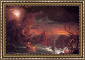 Life Framed Paintings - The Voyage of Life Manhood by Thomas Cole
