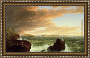 Thomas Cole Framed Paintings - View Across Frenchmans Bay from Mount Desert Island After a Squall by Thomas Cole