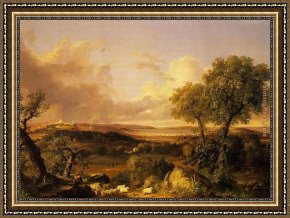 A View on The Stour Near Dedham Framed Paintings - View of Boston by Thomas Cole