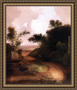 Landscape with Figure Framed Paintings - Landscape with Figure by Thomas Doughty