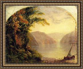 Landscape with Figure Framed Paintings - Landscape with Two Figures by Thomas Doughty