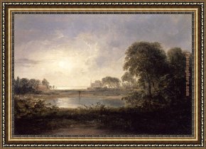 Doughty Framed Paintings - Moonlight by Thomas Doughty