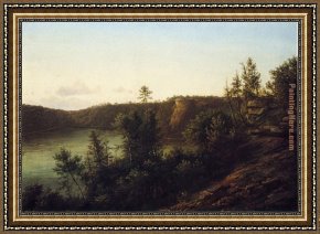 Doughty Framed Paintings - Palisades Near Fort Lee by Thomas Doughty