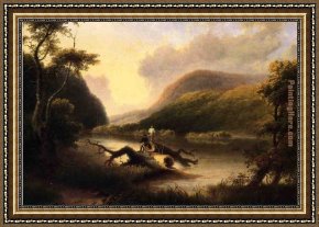 Doughty Framed Paintings - Passage of the Delaware through the Blue Mountain by Thomas Doughty