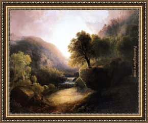 Doughty Framed Paintings - River Landscape by Thomas Doughty