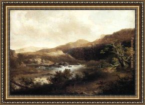 Doughty Framed Paintings - River Landscape I by Thomas Doughty
