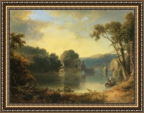 Doughty Framed Paintings - Ruins in a Landscape by Thomas Doughty