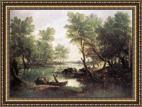 Landscape Framed Paintings - River Landscape by Thomas Gainsborough