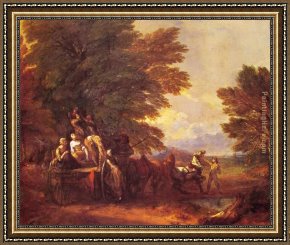 Golden Harvest Framed Paintings - The Harvest Wagon by Thomas Gainsborough