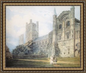 East Bergholt Rectory Framed Paintings - Ely Cathedral from the South-East (after James Moore) by Thomas Girtin