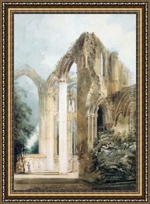 East Bergholt Rectory Framed Paintings - Interior of Fountains Abbey the East Window by Thomas Girtin