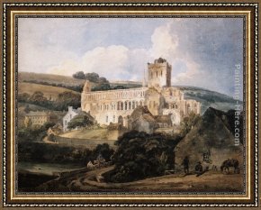 East Bergholt Rectory Framed Paintings - Jedburgh Abbey from the South-East by Thomas Girtin