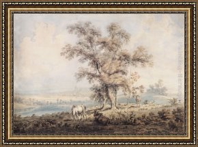 London Framed Paintings - London from Highgate Hill by Thomas Girtin