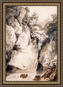 Como Framed Paintings - On the Banks of Lake Como (after J.R.Cozens) by Thomas Girtin