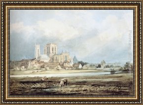 East Bergholt Rectory Framed Paintings - York Minster from the South-East, with Layerthorpe Bridge by Thomas Girtin