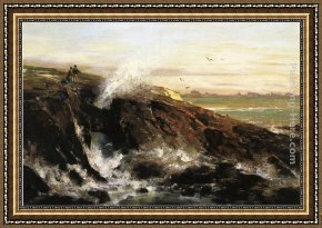 Land 8 Framed Paintings - Land's end by Thomas Hill