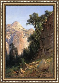 Yosemite Valley Yellowstone Park Framed Paintings - North Dome, Yosemite Valley by Thomas Hill