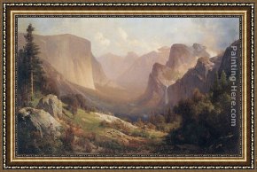 Yosemite Valley Yellowstone Park Framed Paintings - View of Yosemite Valley by Thomas Hill