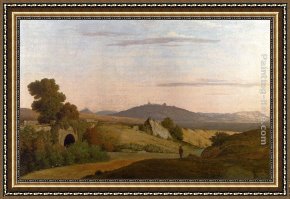 View of The Ponte Vecchio, Florence Framed Paintings - View From Ponte Loreto, An Antique Bridge Near Nettuno by Thomas Jones