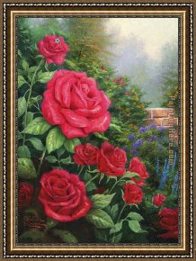 Girl with Red Hair Framed Paintings - A Perfect Red Rose by Thomas Kinkade