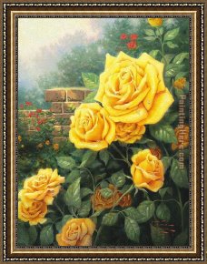 Thomas Kinkade Framed Paintings - A Perfect Yellow Rose by Thomas Kinkade