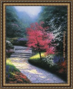 An Afternoon Ride Framed Paintings - Afternoon Light Dogwood by Thomas Kinkade