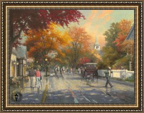 Sunday Afternoon on The Island of La Grande Jatte Framed Paintings - Autumn on Mackinac Island by Thomas Kinkade