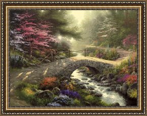 Waterlilies And Japanese Bridge Framed Paintings - Bridge of Faith by Thomas Kinkade