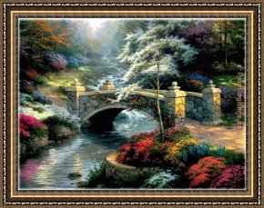 Waterlilies And Japanese Bridge Framed Paintings - Bridge of Hope by Thomas Kinkade