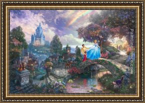 Jacob's Dream Framed Paintings - Cinderella Wishes Upon a Dream by Thomas Kinkade