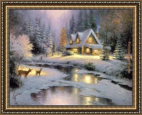 Deer Park Framed Paintings - Deer Creek Cottage by Thomas Kinkade