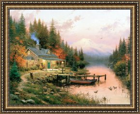 A Beautiful Day Framed Paintings - End of a Perfect Day by Thomas Kinkade