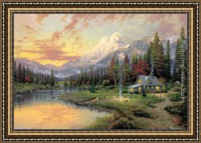 Thomas Kinkade Framed Paintings - Evening Majesty by Thomas Kinkade