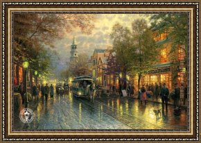Evening Mood Framed Paintings - Evening on the Avenue by Thomas Kinkade