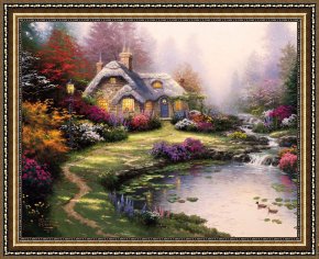 Cottage Stream Framed Paintings - Everett's Cottage by Thomas Kinkade