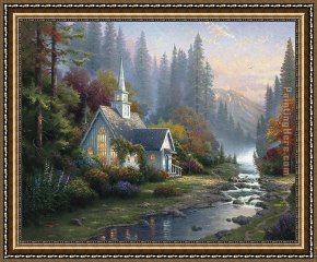 Brazilian Forest Framed Paintings - Forest Chapel by Thomas Kinkade