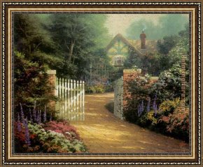 Cottage Stream Framed Paintings - Hidden Cottage by Thomas Kinkade