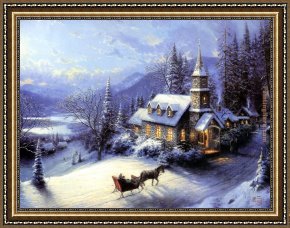 Thomas Kinkade Framed Paintings - Home For Christmas by Thomas Kinkade