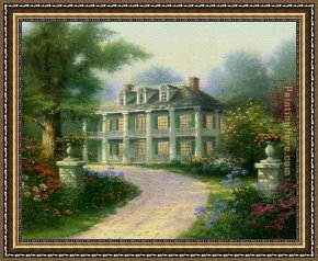 Houses in France Framed Paintings - Homestead House by Thomas Kinkade