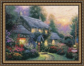 Cottage Stream Framed Paintings - Julianne's cottage by Thomas Kinkade